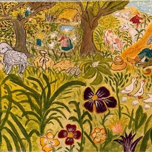 Rustic Farm Scene Wall Tapestry